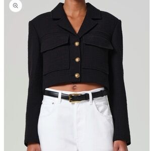 NWT Citizens of Humanity Black Cropped Padma Cotton Blazer Jacket Size Small